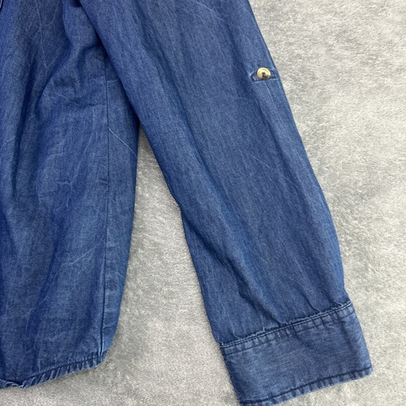 Keren Hart Womans L Chambray Button Up Blouse Shirt Pintuck Western Cowgirl VTG - Picture 3 of 10